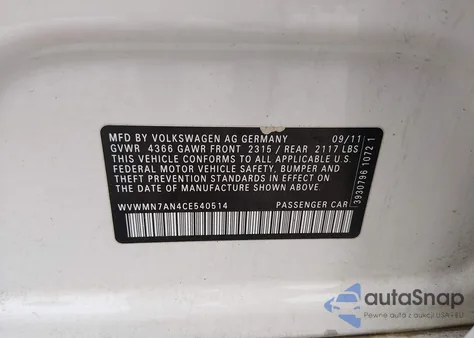 2012 Volkswagen Cc R-Line z USA, uszkodzony, nr VIN WVWMN7AN4CE540514